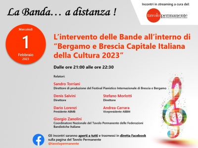 LA PRESENZA DELLE BANDE MUSICALI A BRESCIA E BERGAMO  CAPITALI DELLA CULTURA 2023 A &quot;LA BANDA... A DISTANZA!&quot;