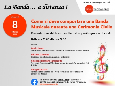 A &quot;LA BANDA...  A DISTANZA!&quot; SI PRESENTA COME SI DEVE COMPORTARE UNA BANDA MUSICALE DURANTE UNA CERIMONIA CIVILE