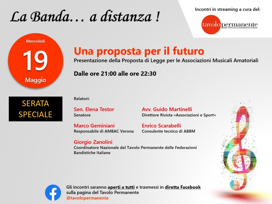 SERATA EXTRA PER LA PRESENTAZIONE DELLA PROPOSTA DI LEGGE SULLE ASSOCIAZIONI MUSICALI AMATORIALI