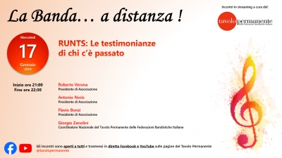 &quot;RUNTS: LE TESTIMONIANZE DI CHI C&#039;E&#039; PASSATO&quot; A &quot;LA BANDA... A DISTANZA !&quot;